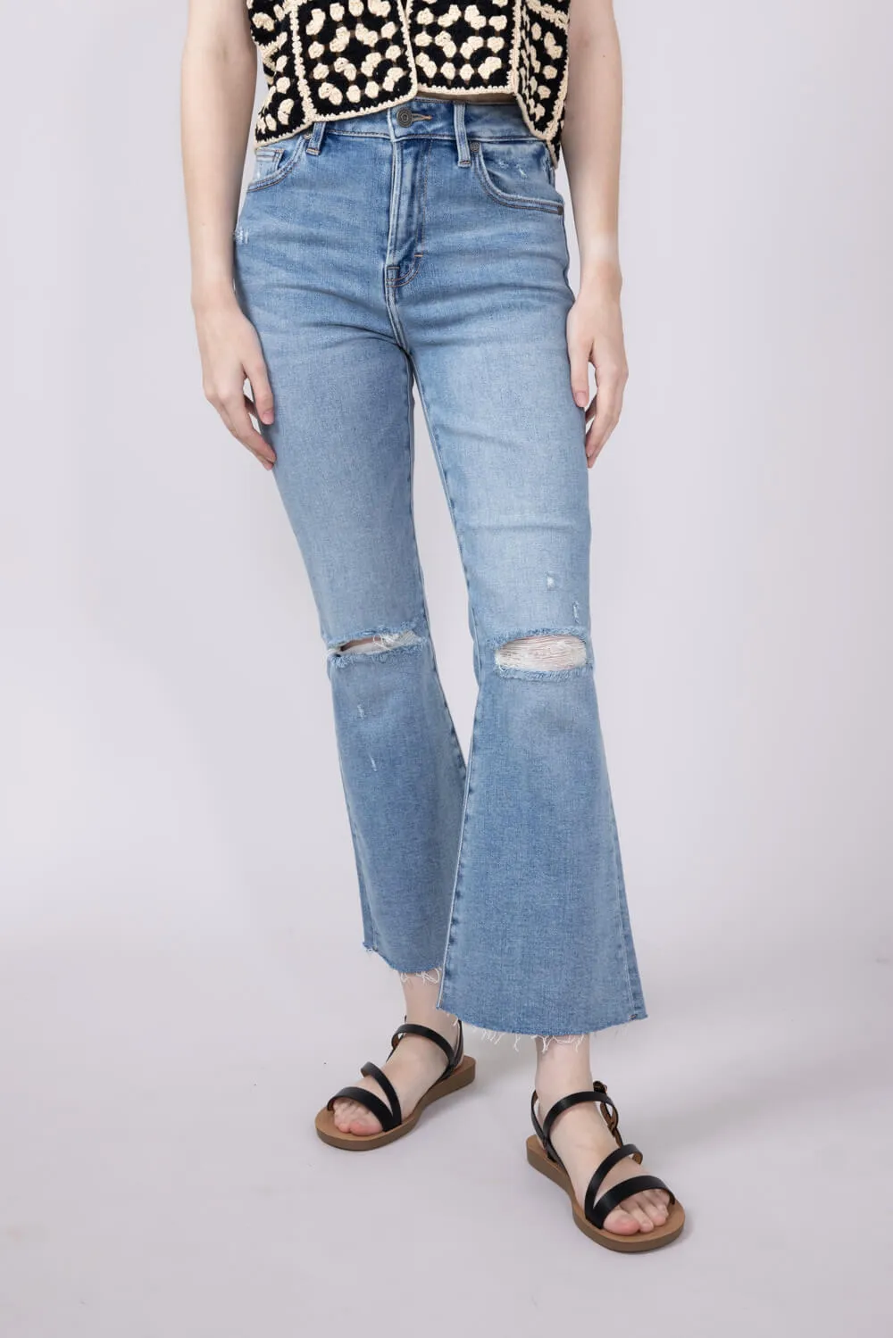 Hidden Happi High Rise Crop Flare Jeans for Women | HD3221C-ML