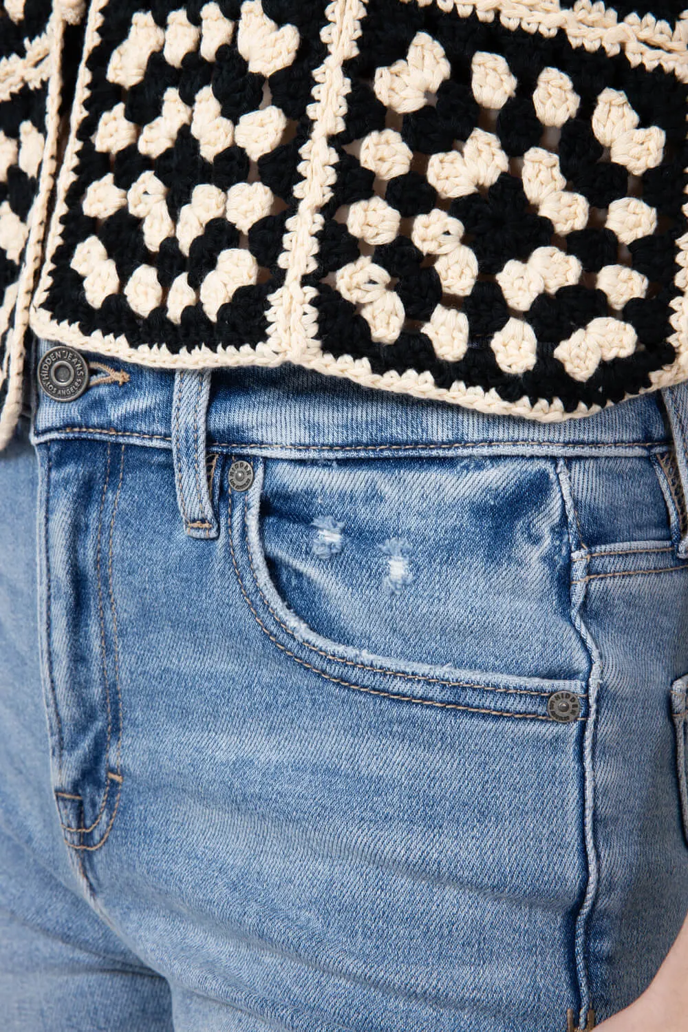 Hidden Happi High Rise Crop Flare Jeans for Women | HD3221C-ML