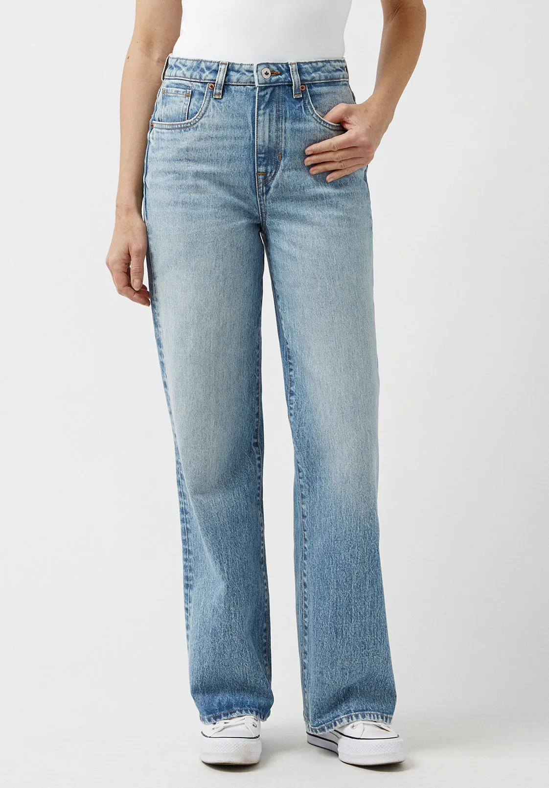 High Rise Wide Leg Addie Women's Jeans, Light Blue - BL15901