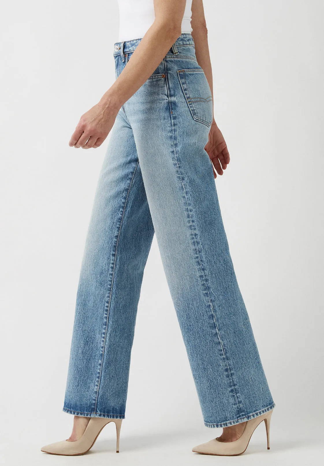 High Rise Wide Leg Addie Women's Jeans, Light Blue - BL15901