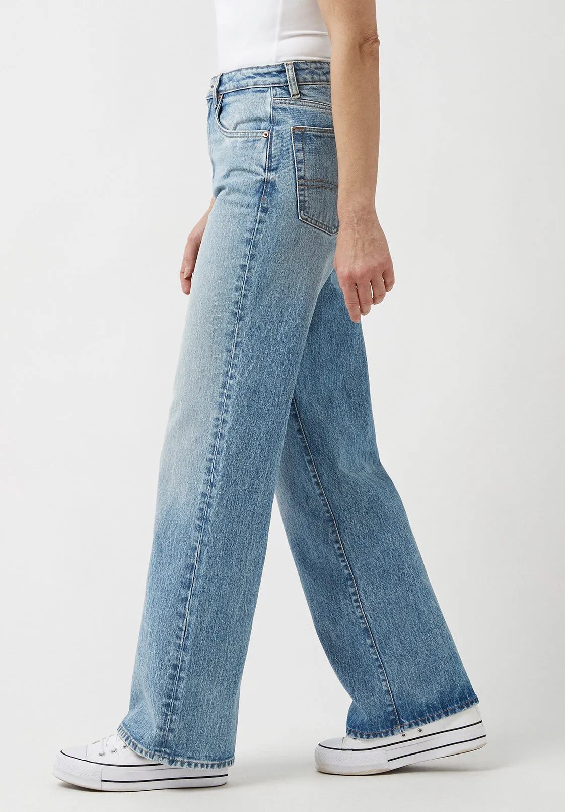High Rise Wide Leg Addie Women's Jeans, Light Blue - BL15901