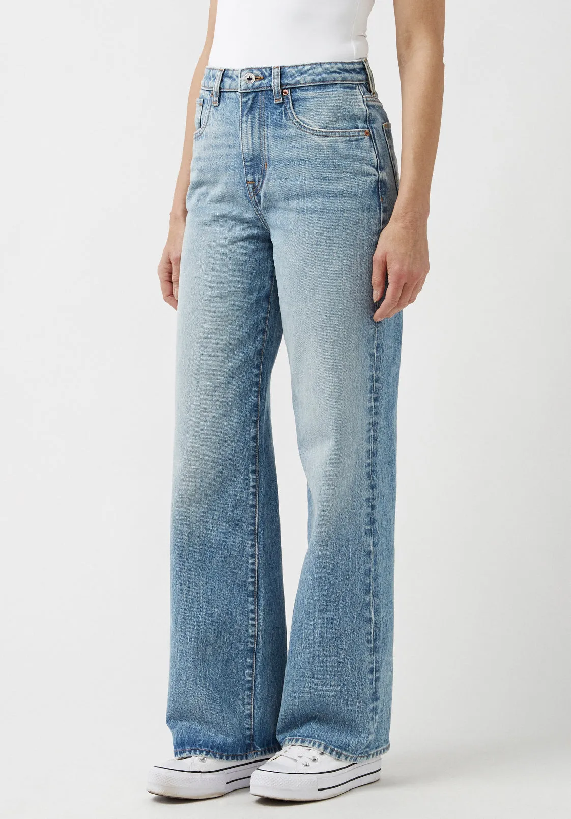 High Rise Wide Leg Addie Women's Jeans, Light Blue - BL15901