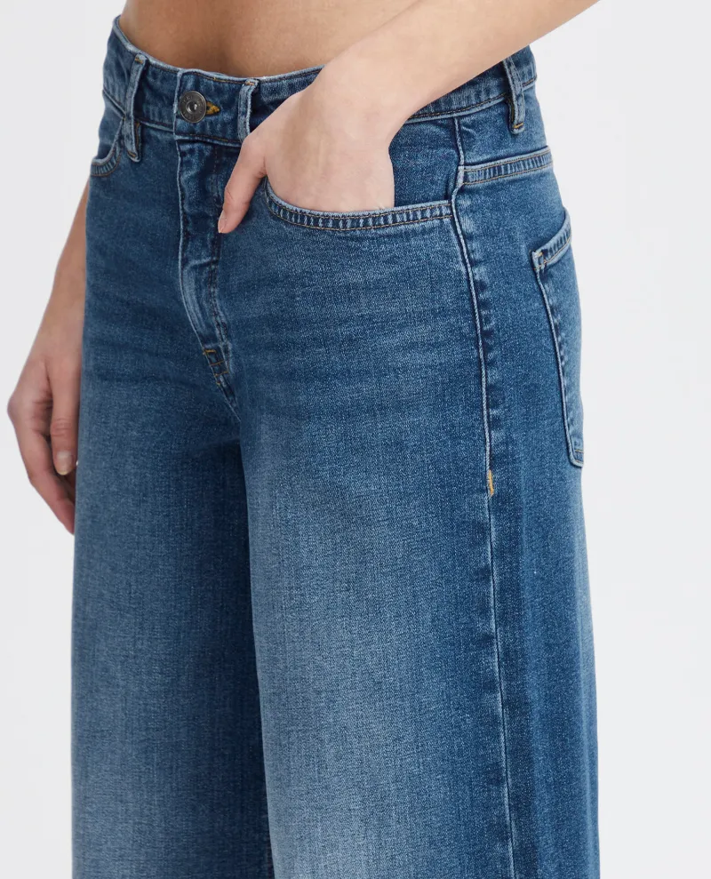 Ichi Twiggy Wide Medium Blue Flare Jeans