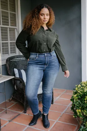 Jennifer Mid Rise Thermal Skinny Jeans - PLUS