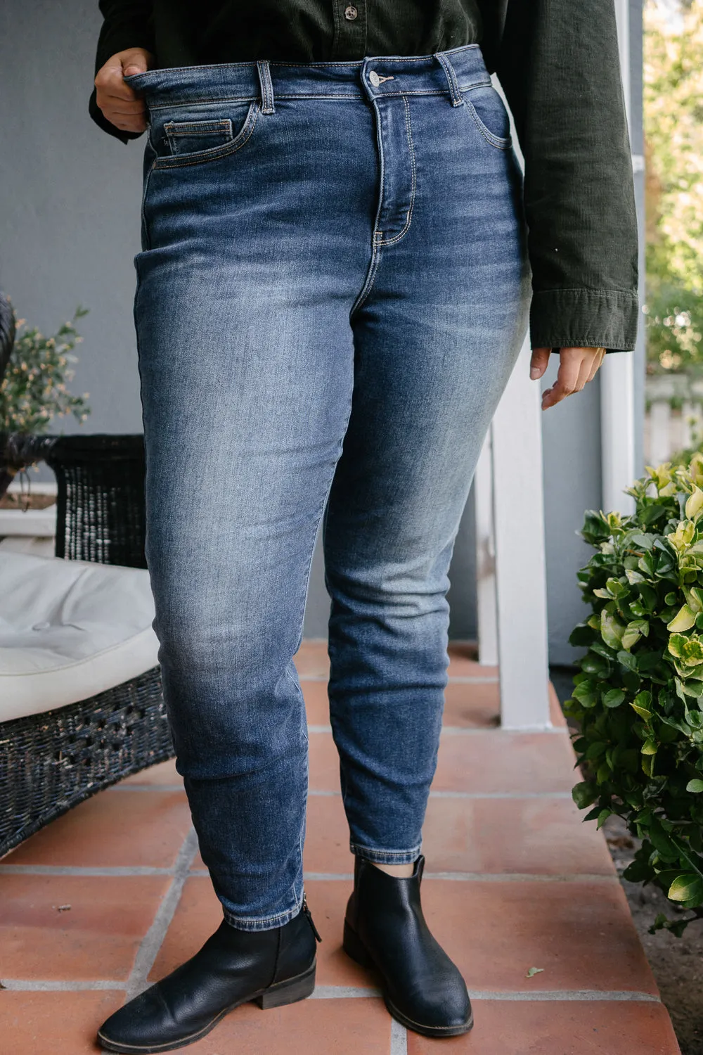 Jennifer Mid Rise Thermal Skinny Jeans - PLUS