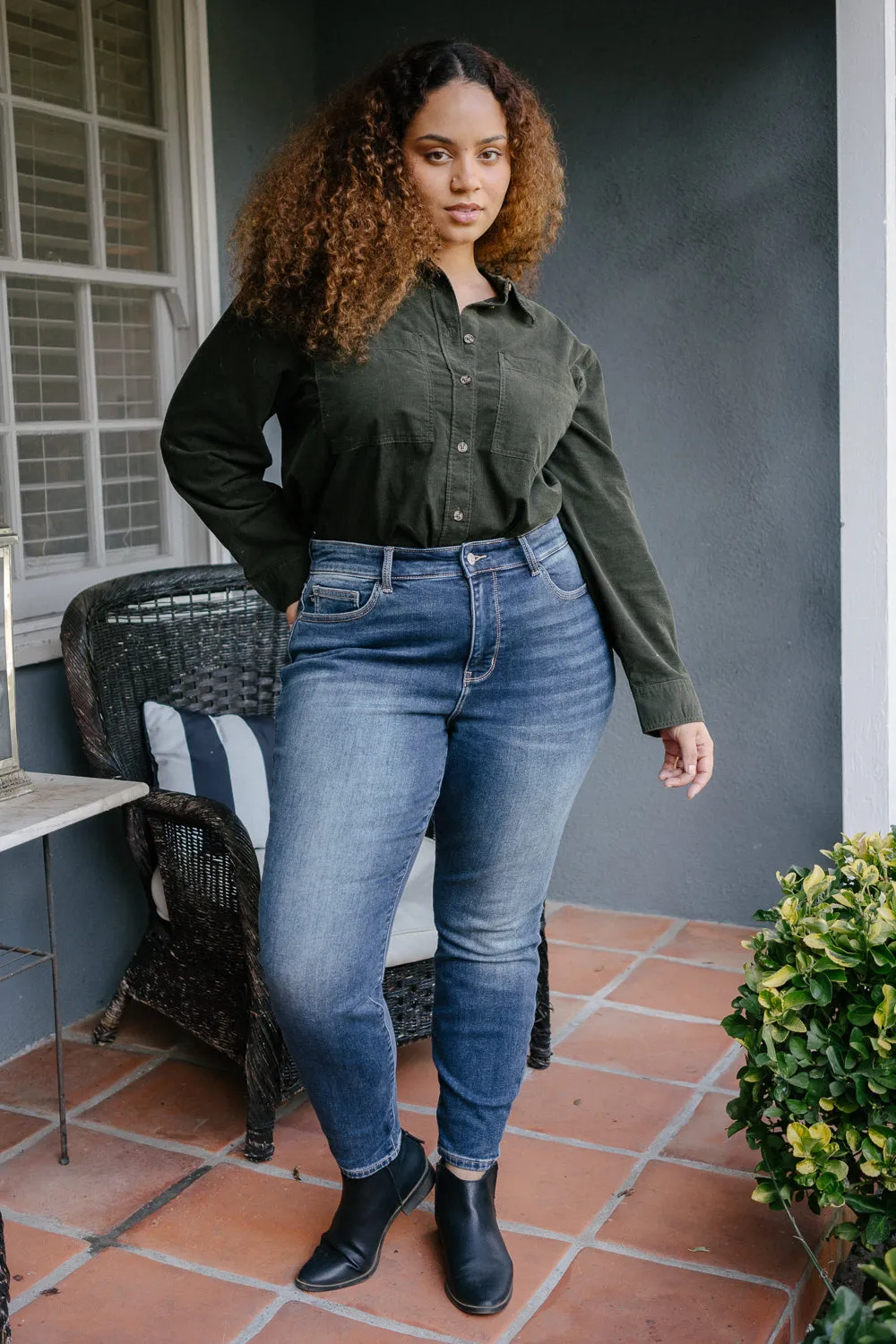 Jennifer Mid Rise Thermal Skinny Jeans - PLUS
