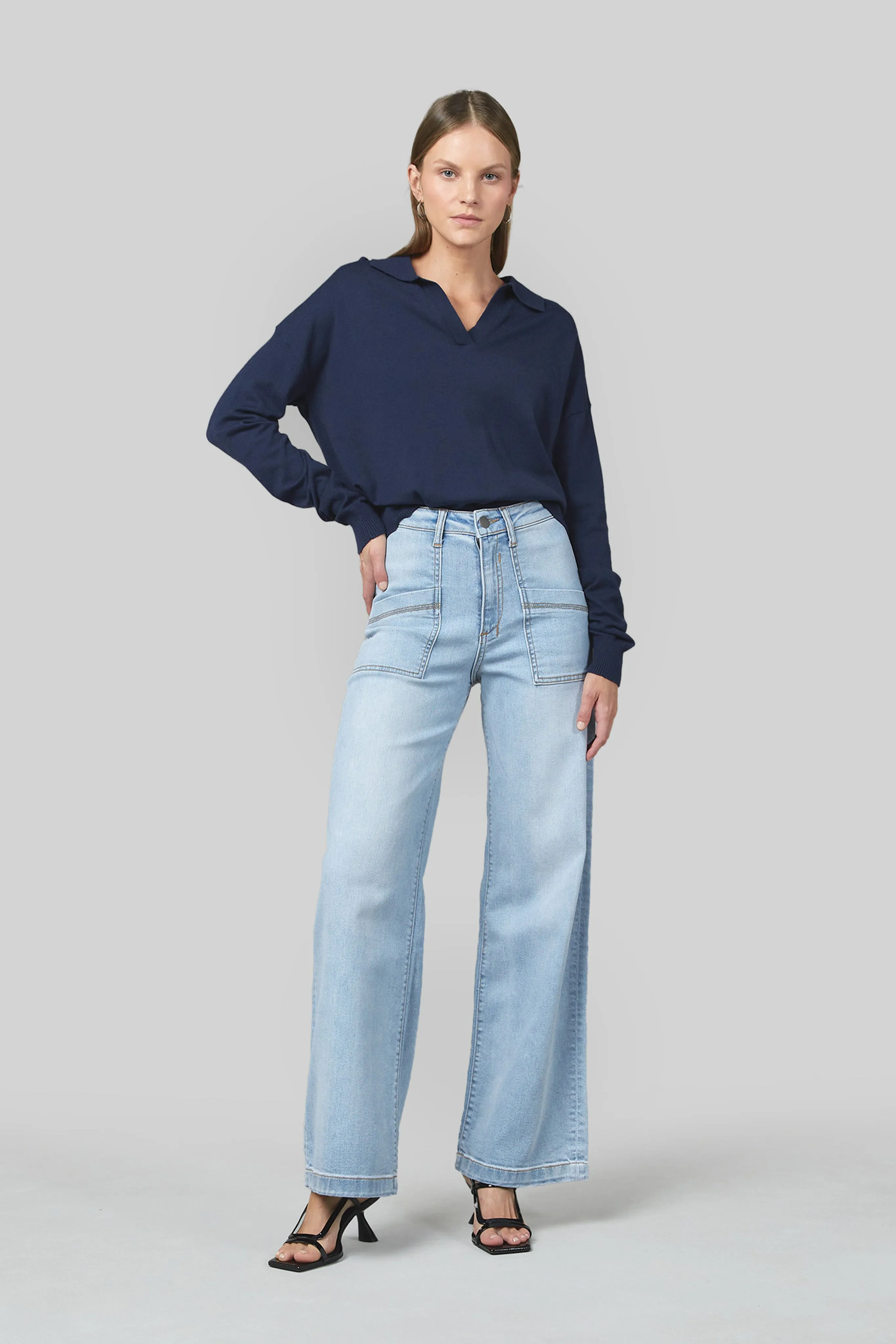Jodi Sunbleach Wide Leg Jeans