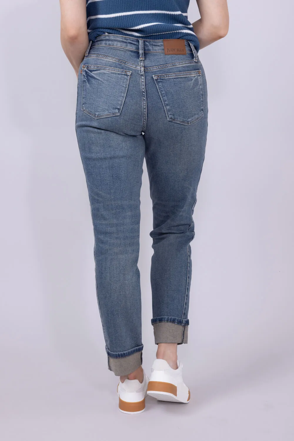 Judy Blue Vintage Mid-Rise Roll Cuff Boyfriend Jeans for Women | 88946REG