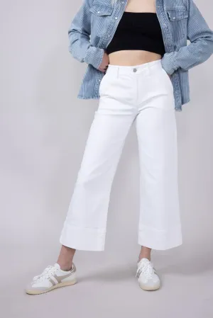 KanCan High Rise Cropped Wide Leg Jeans for Women in White | KC7480WT