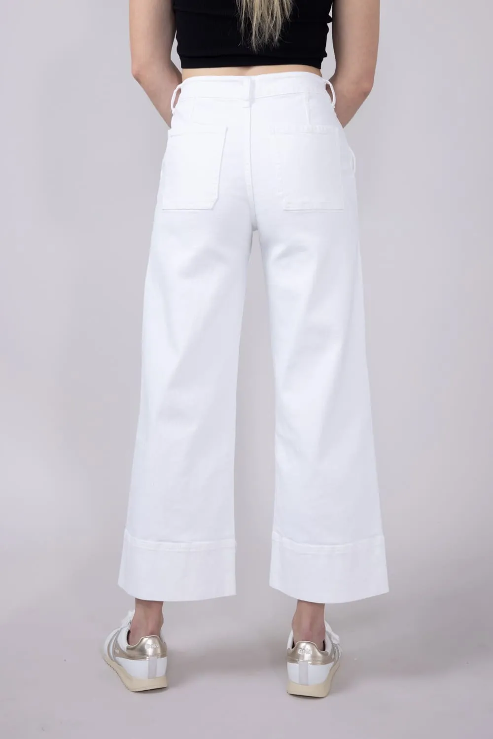 KanCan High Rise Cropped Wide Leg Jeans for Women in White | KC7480WT