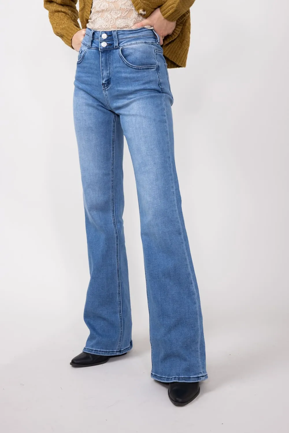 KanCan High-Rise Flared Wide Leg Jeans for Women | KC20020M