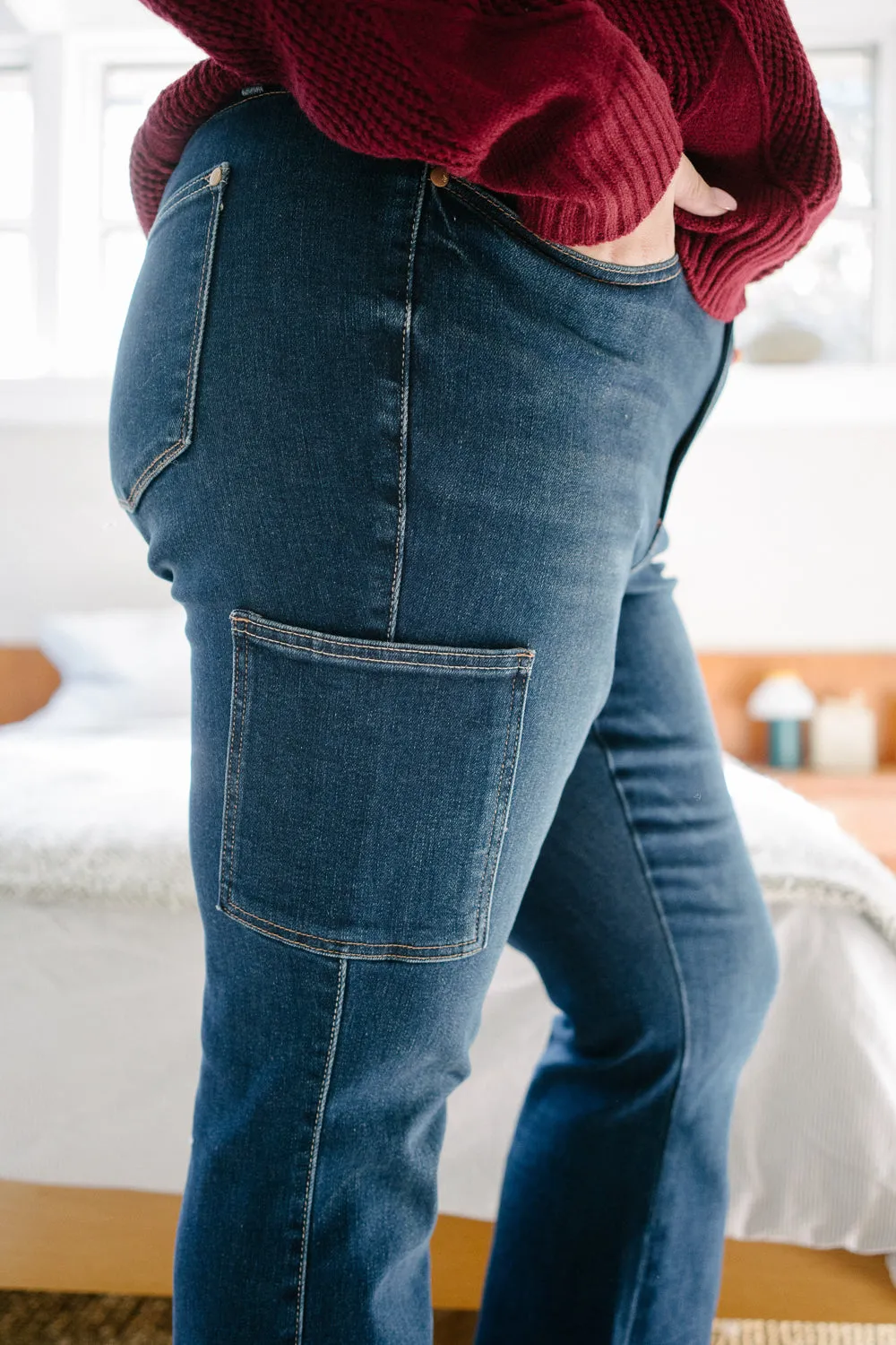 Karla High Rise Cargo Bootcut Jeans - PLUS