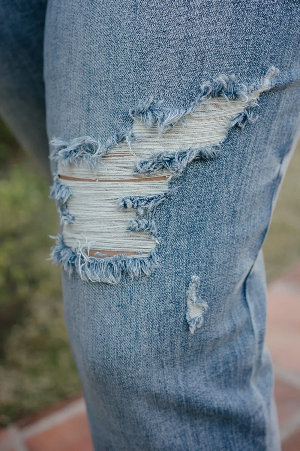 Kaylee High Waist Distressed Dad Jeans - PLUS