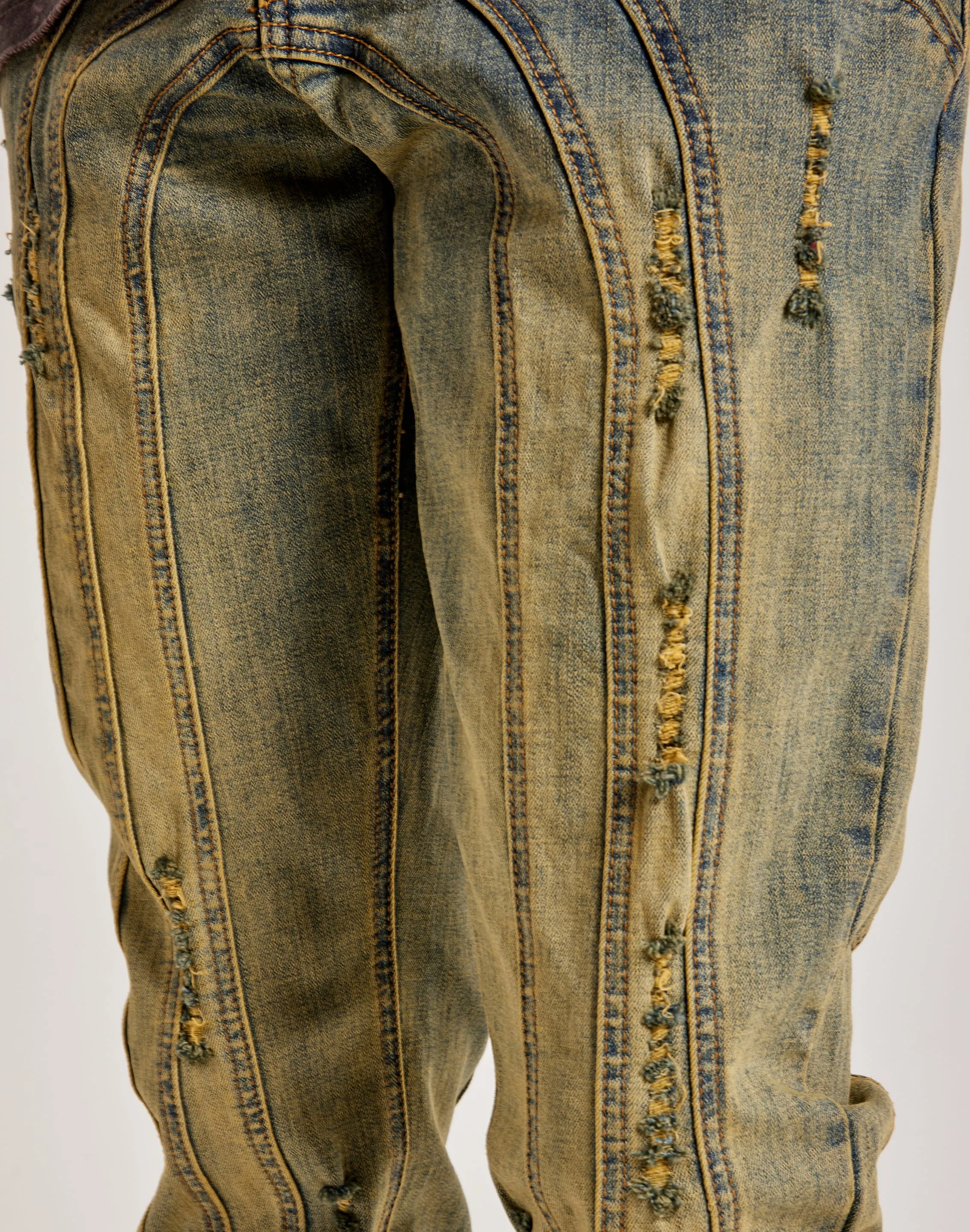 Kilogram Centric Moto Stacked Flare Jeans