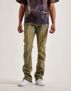 Kilogram Centric Moto Stacked Flare Jeans