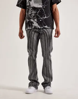 Kilogram Centric Moto Stacked Flare Jeans