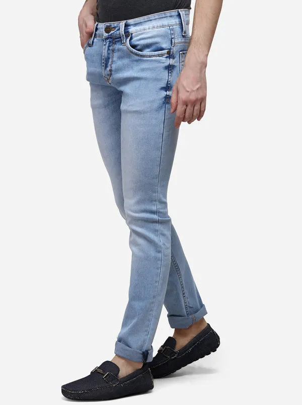 Light Blue Slim Fit Solid Jeans | JadeBlue