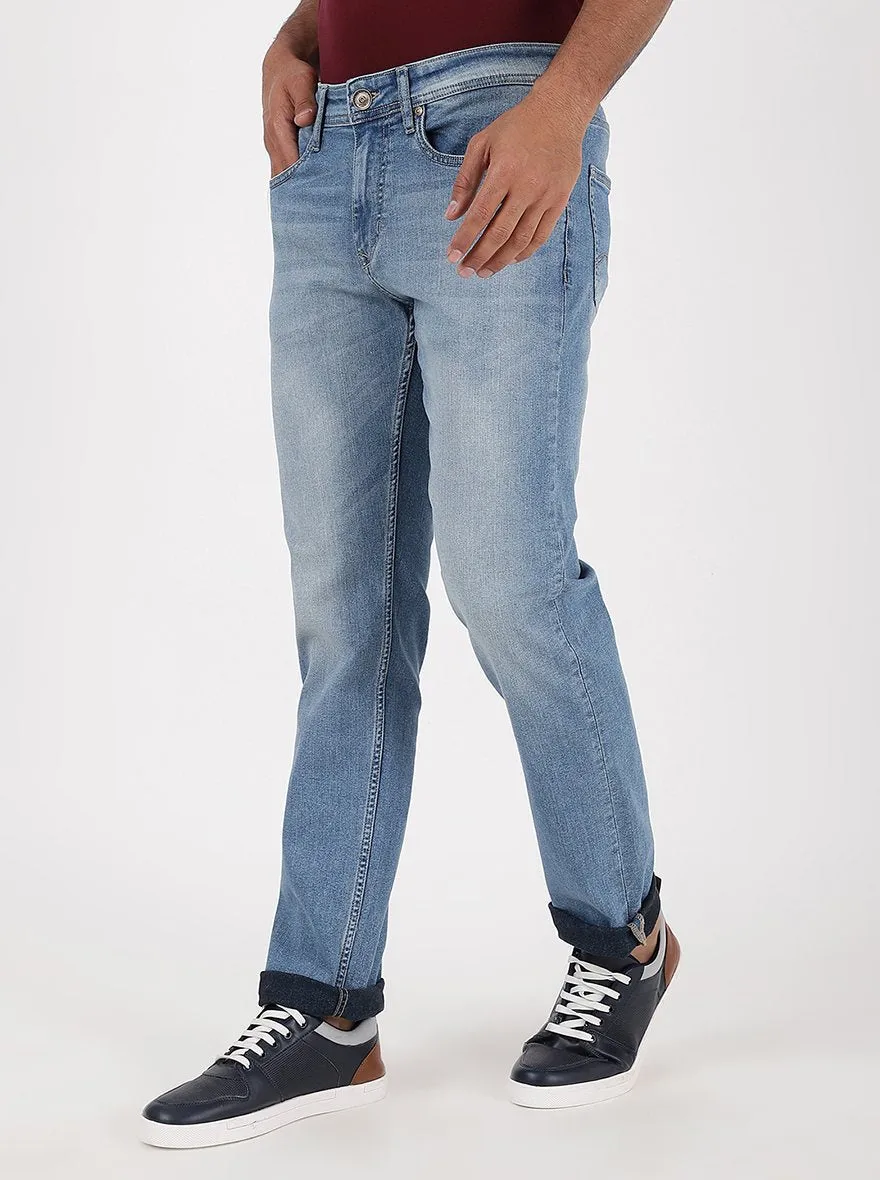 Light Blue Washed Straight Fit Jeans | JadeBlue