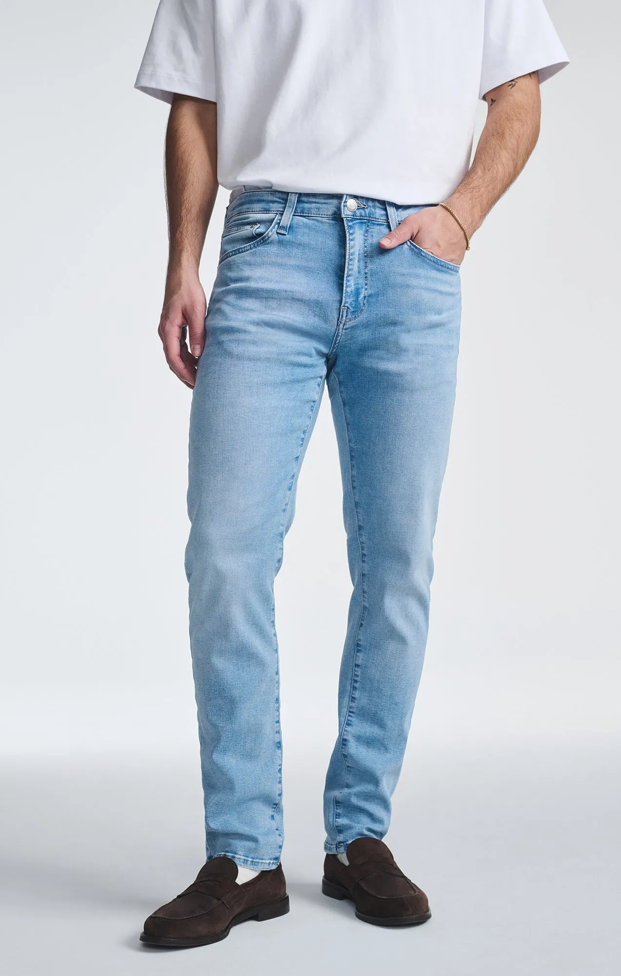 MARCUS SLIM STRAIGHT LEG IN AQUA BLUE FEATHER BLUE