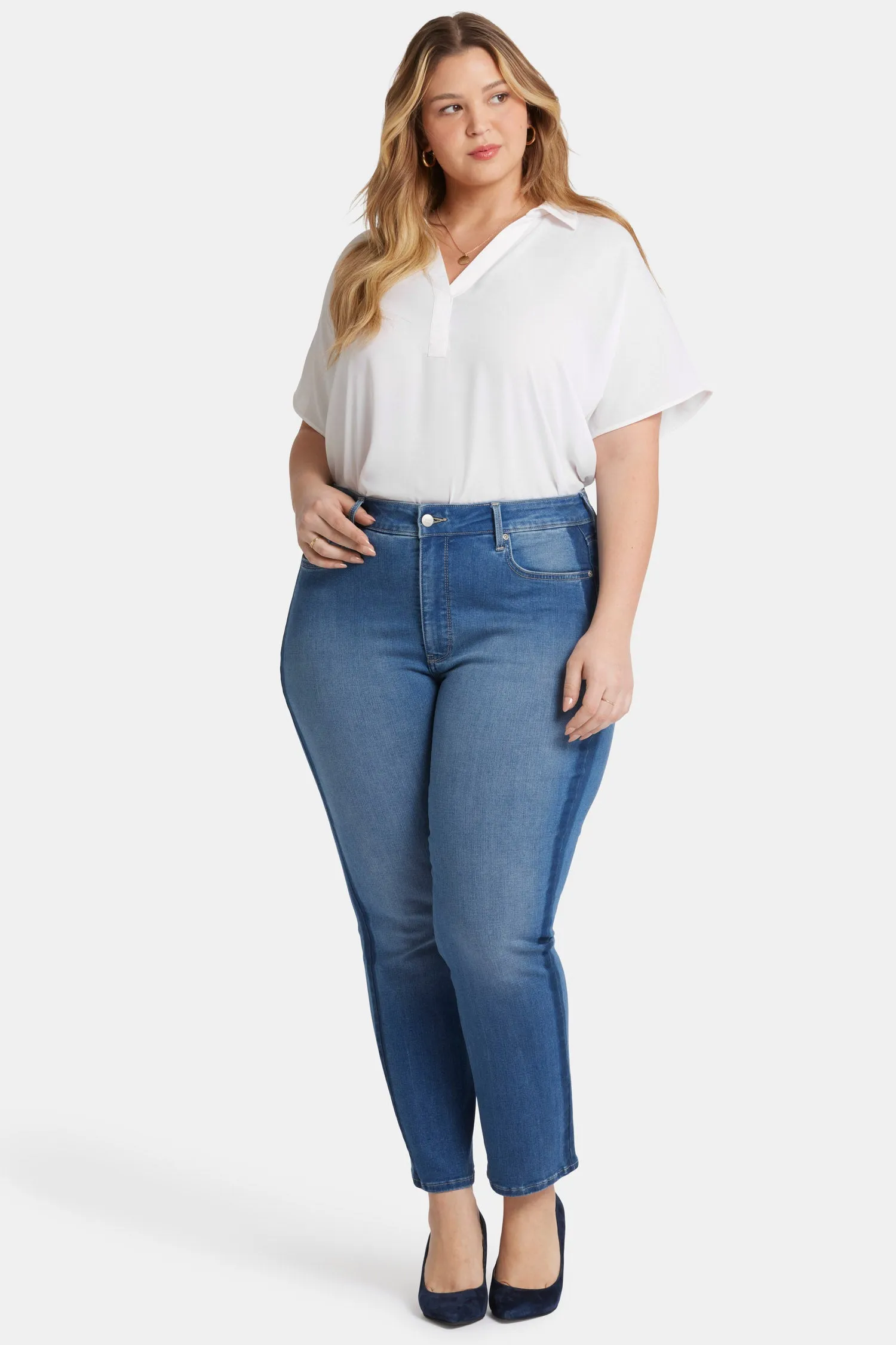 Marilyn Straight Ankle Jeans In Plus Size - Azure Wave