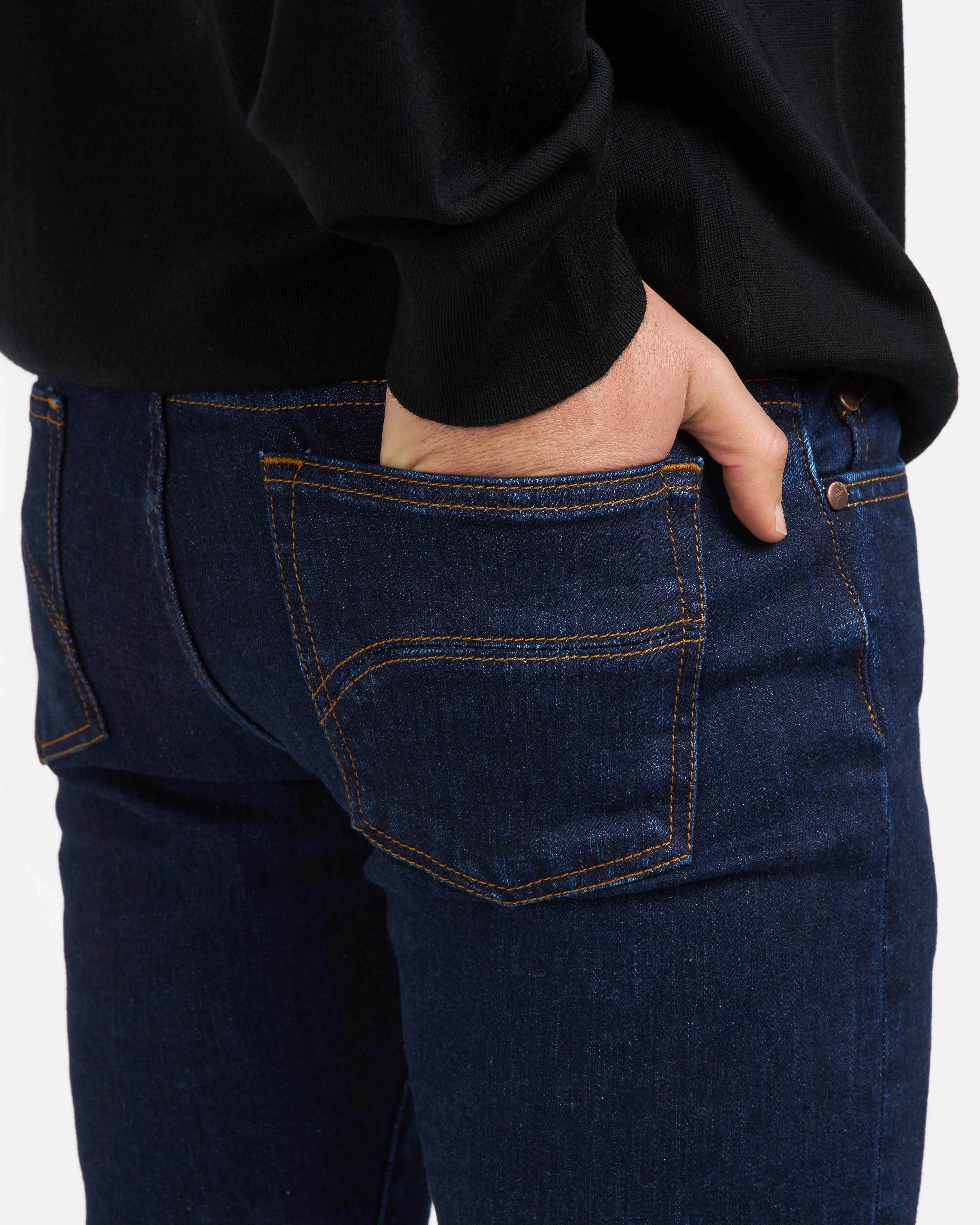 Men's fitted raw flex jeans