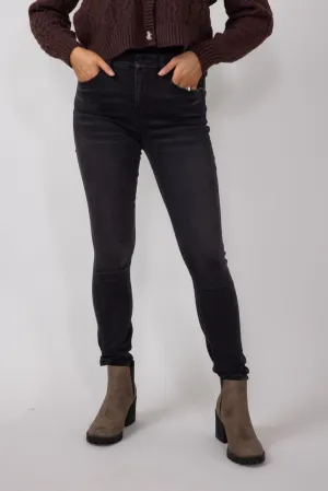 Mica High Rise Distressed Ankle Skinny Jeans for Women in Black | MDP-S1284