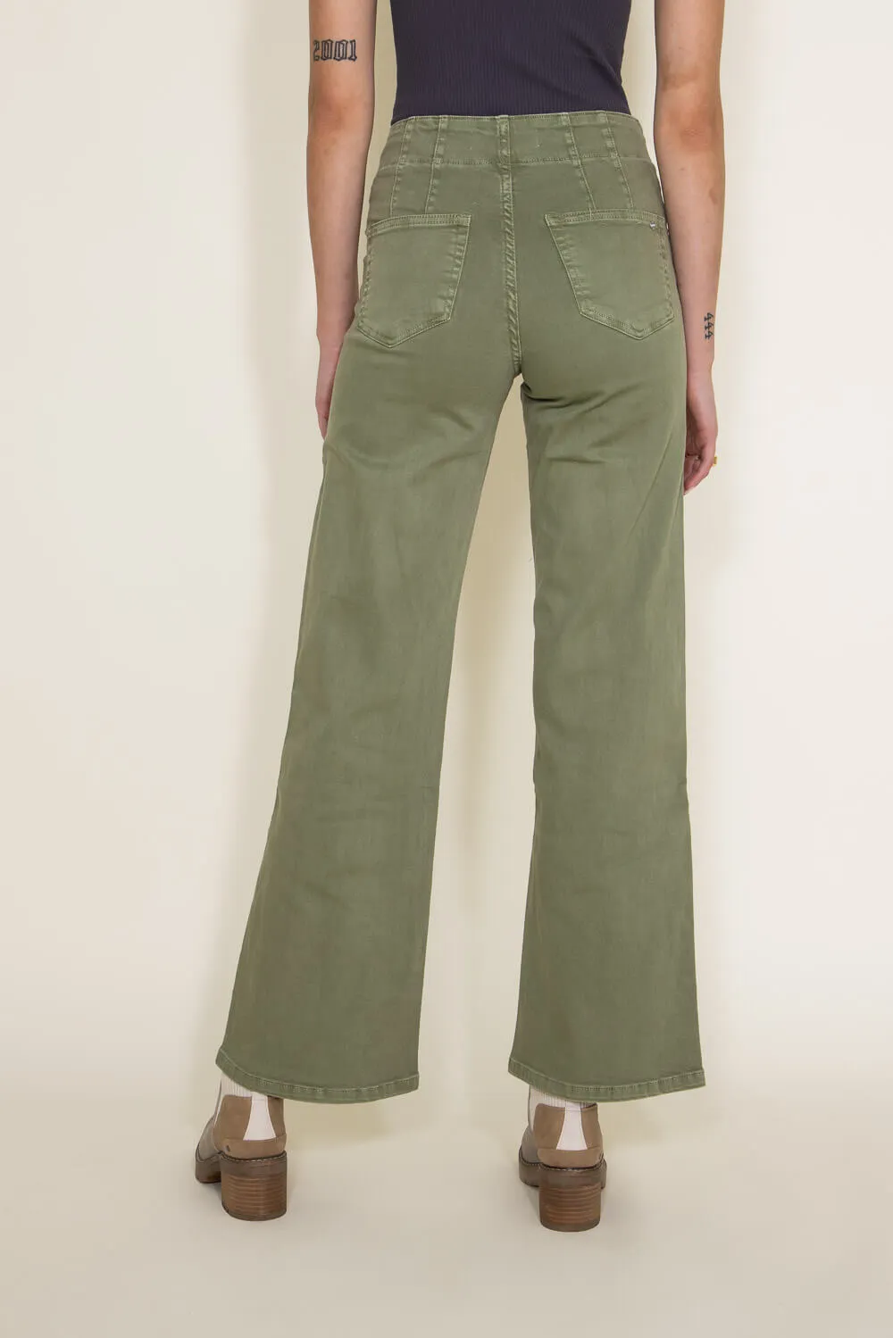 Mica High Rise Wide Leg Jeans for Women in Olive | MDP-W506OL