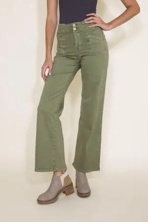 Mica High Rise Wide Leg Jeans for Women in Olive | MDP-W506OL