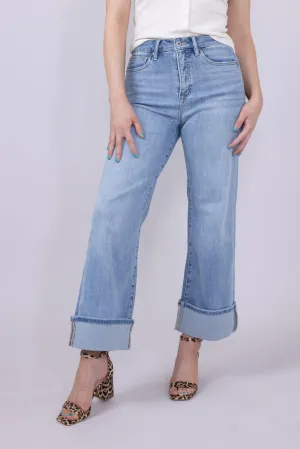 Mica Super High Rise Cuffed Wide Leg Jeans for Women | MTT-W3373LT