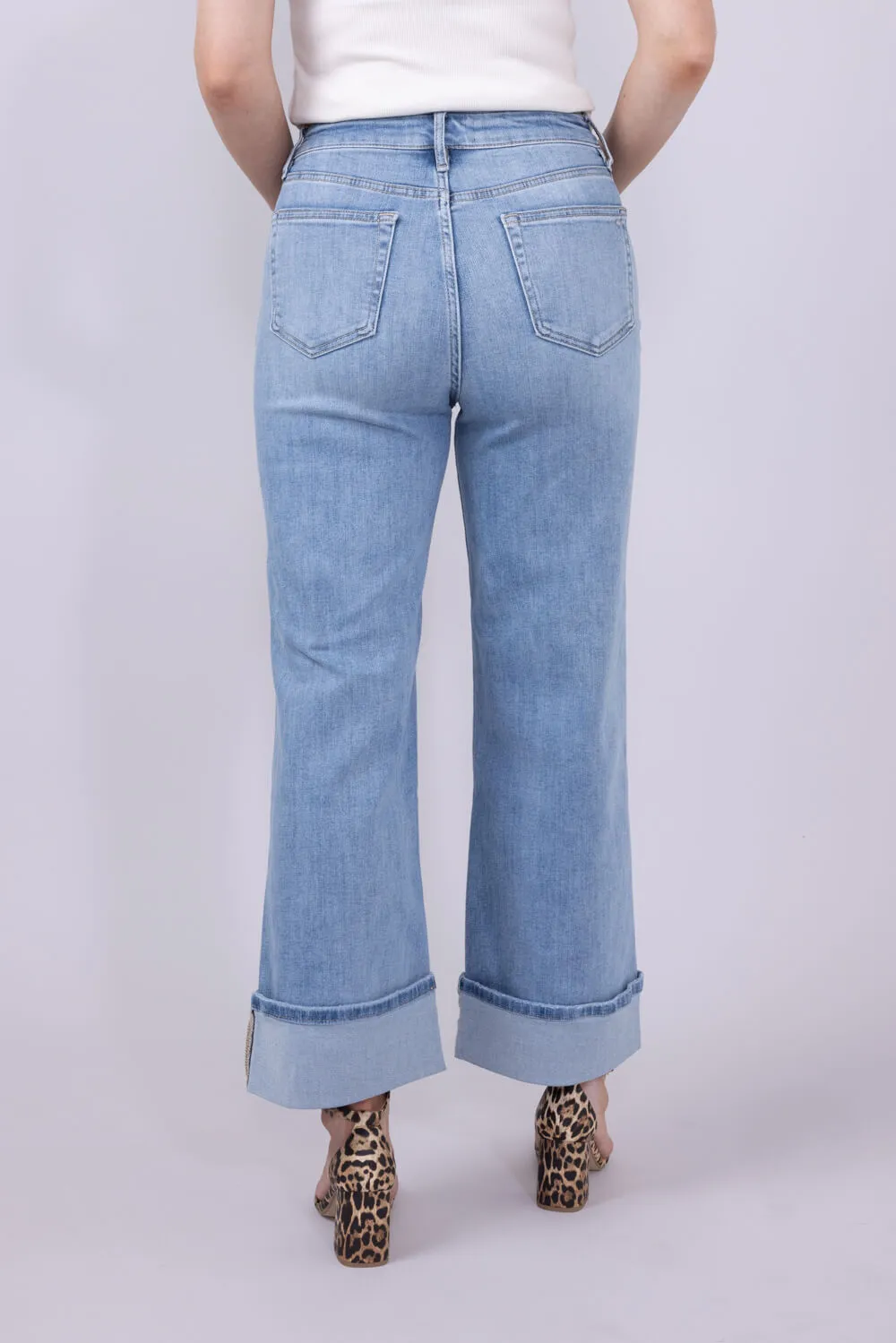 Mica Super High Rise Cuffed Wide Leg Jeans for Women | MTT-W3373LT
