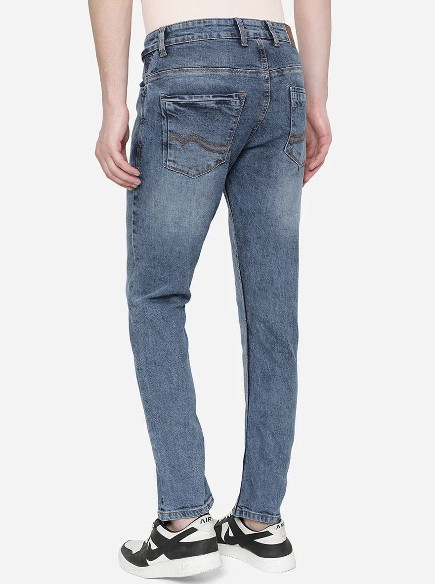 Mid Blue Washed Narrow Fit Jeans | Greenfibre