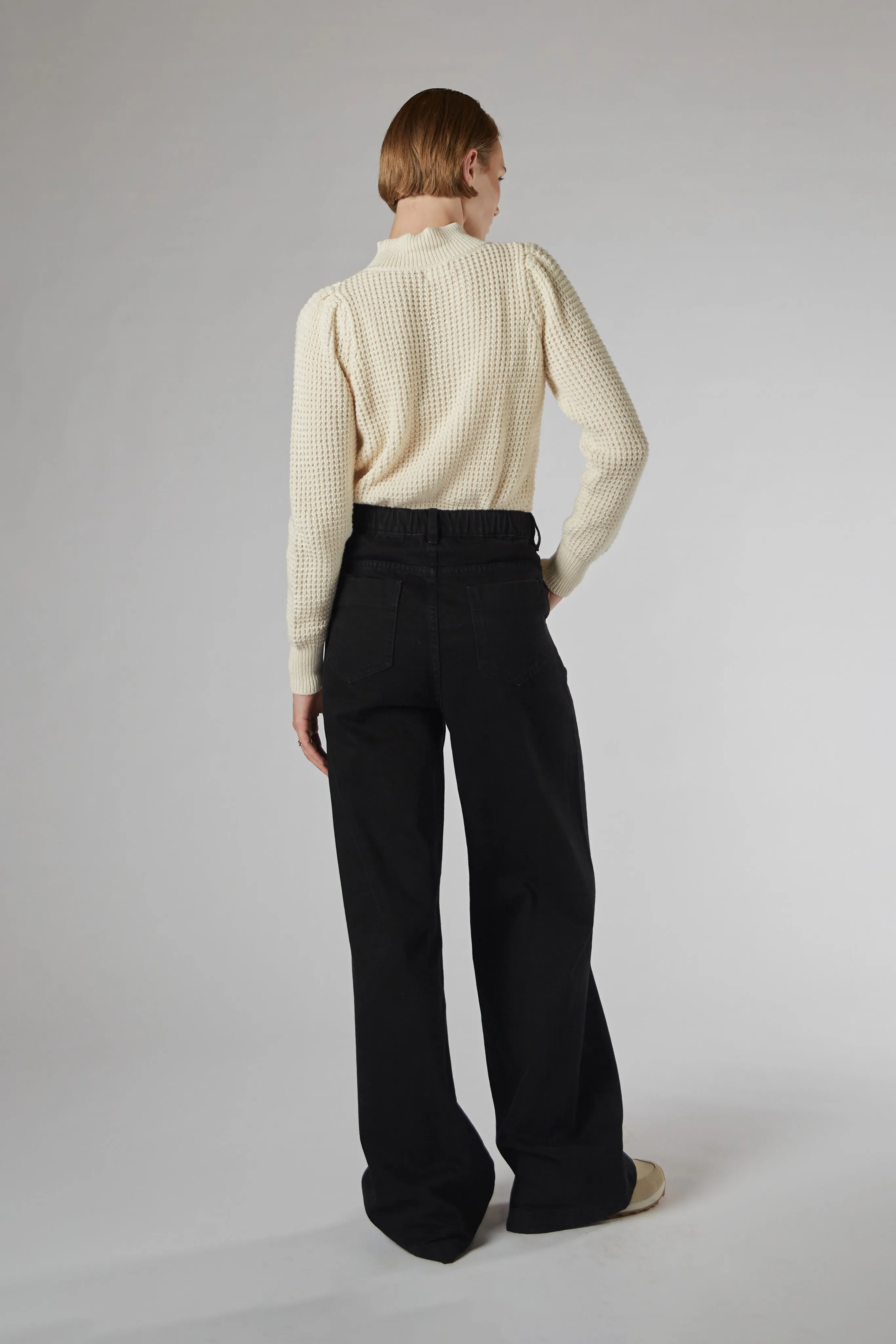 Mila Black Mid Rise Palazzo Jeans