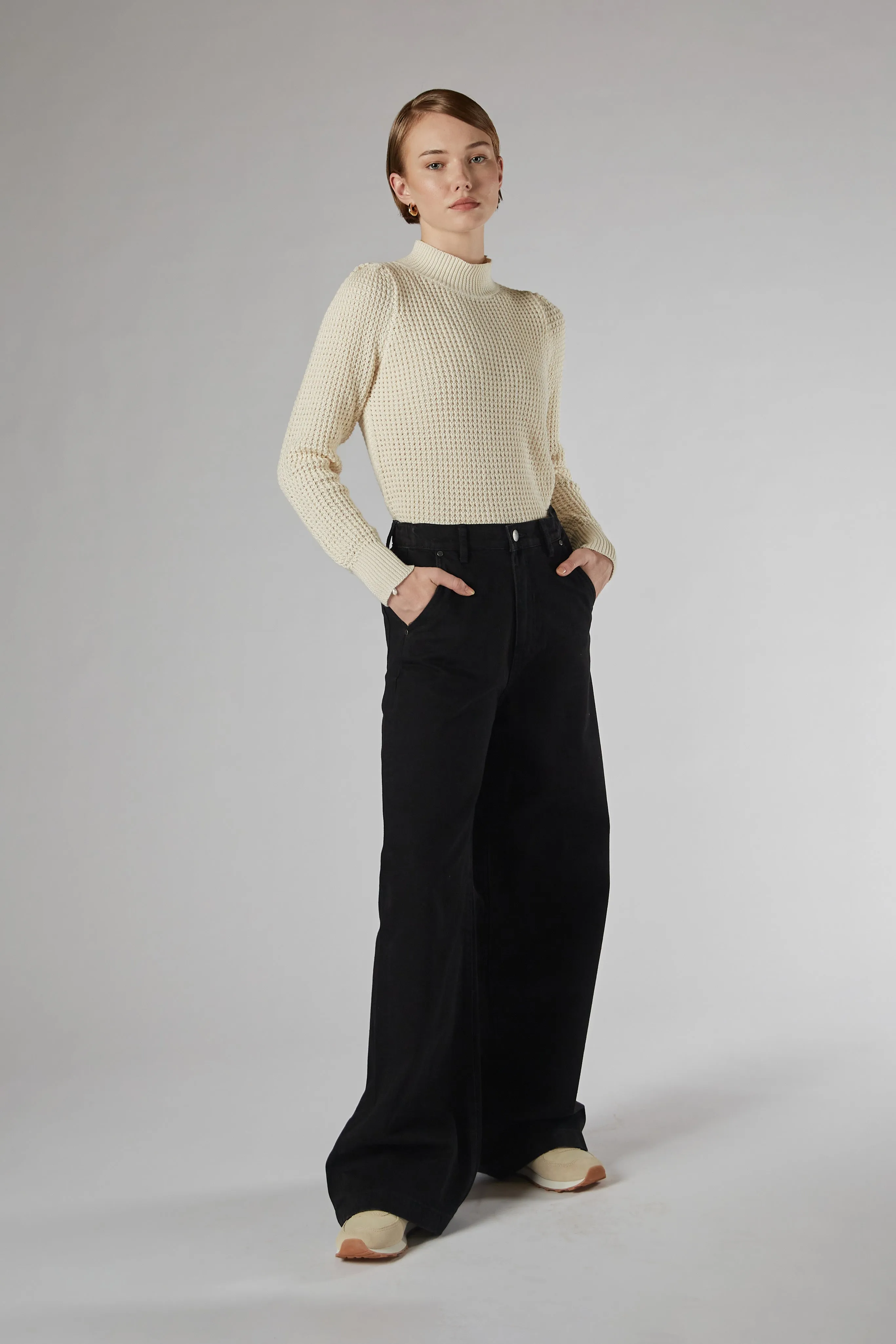 Mila Black Mid Rise Palazzo Jeans