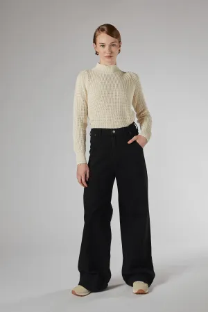 Mila Black Mid Rise Palazzo Jeans