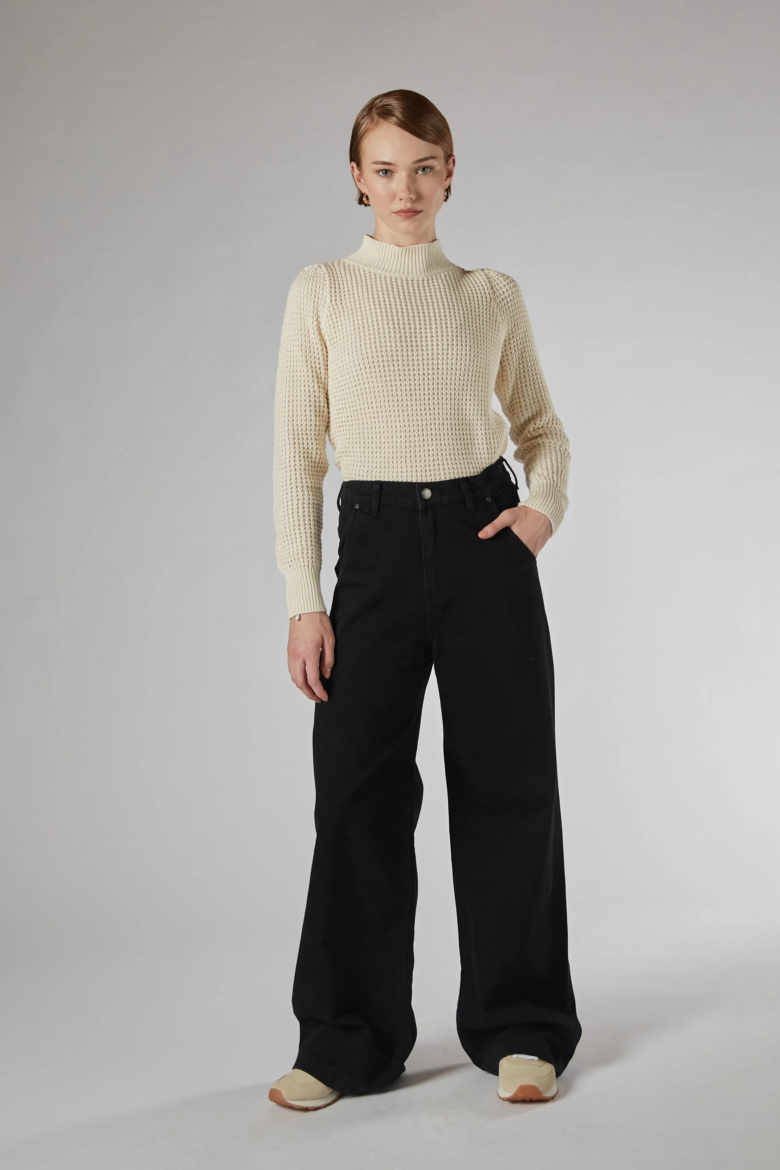 Mila Black Mid Rise Palazzo Jeans