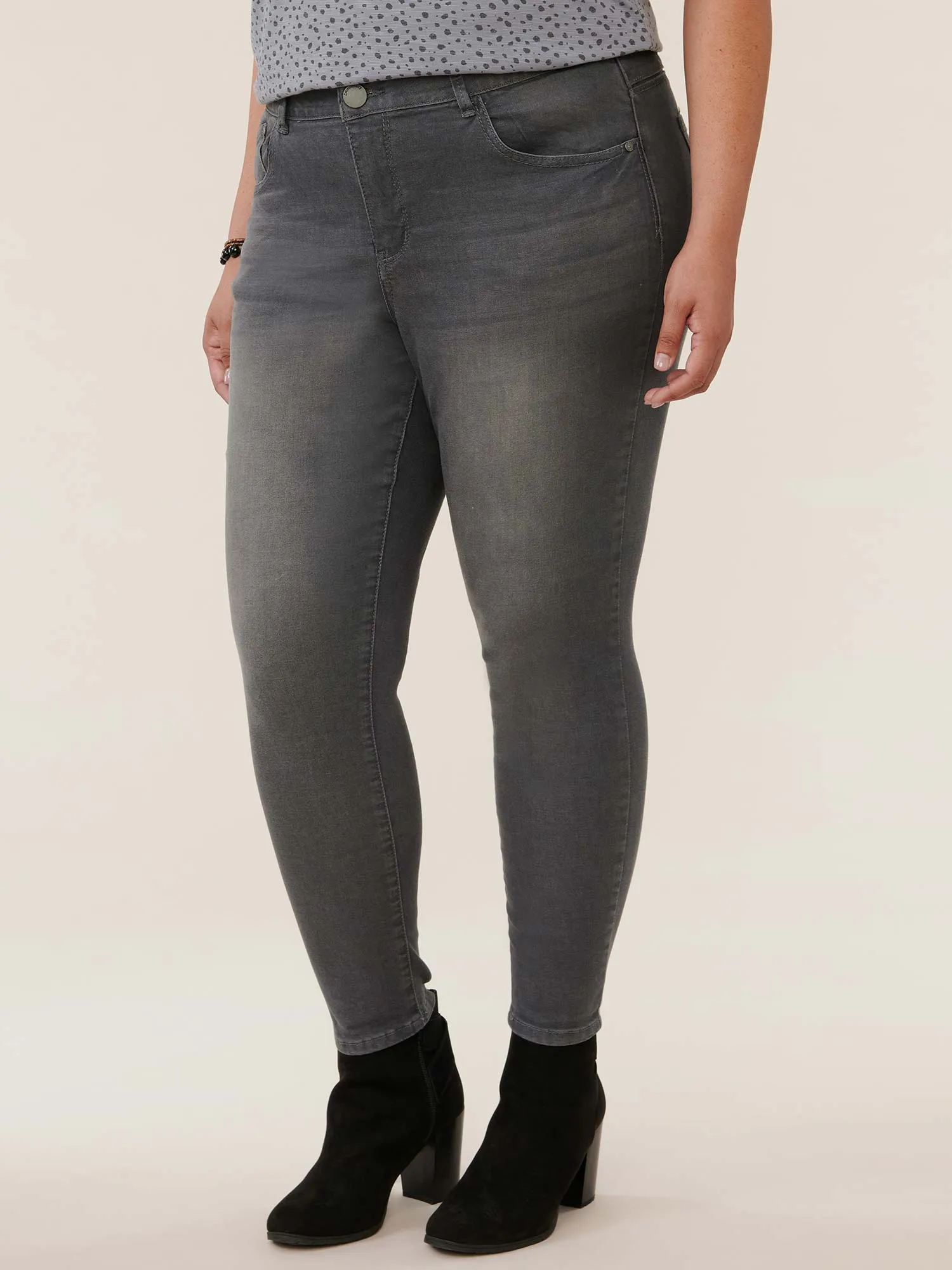 Modern "Ab"solution® High Rise Ankle Length Grey Plus Skinny Jeans