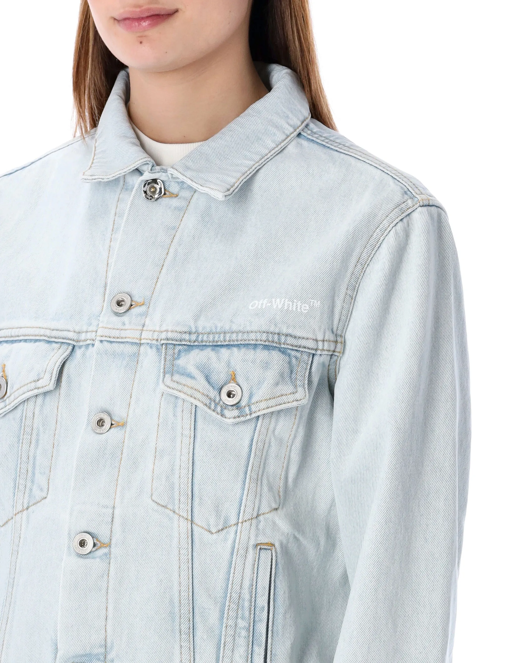 Off-White Diag Printed Buttoned Denim Jacket