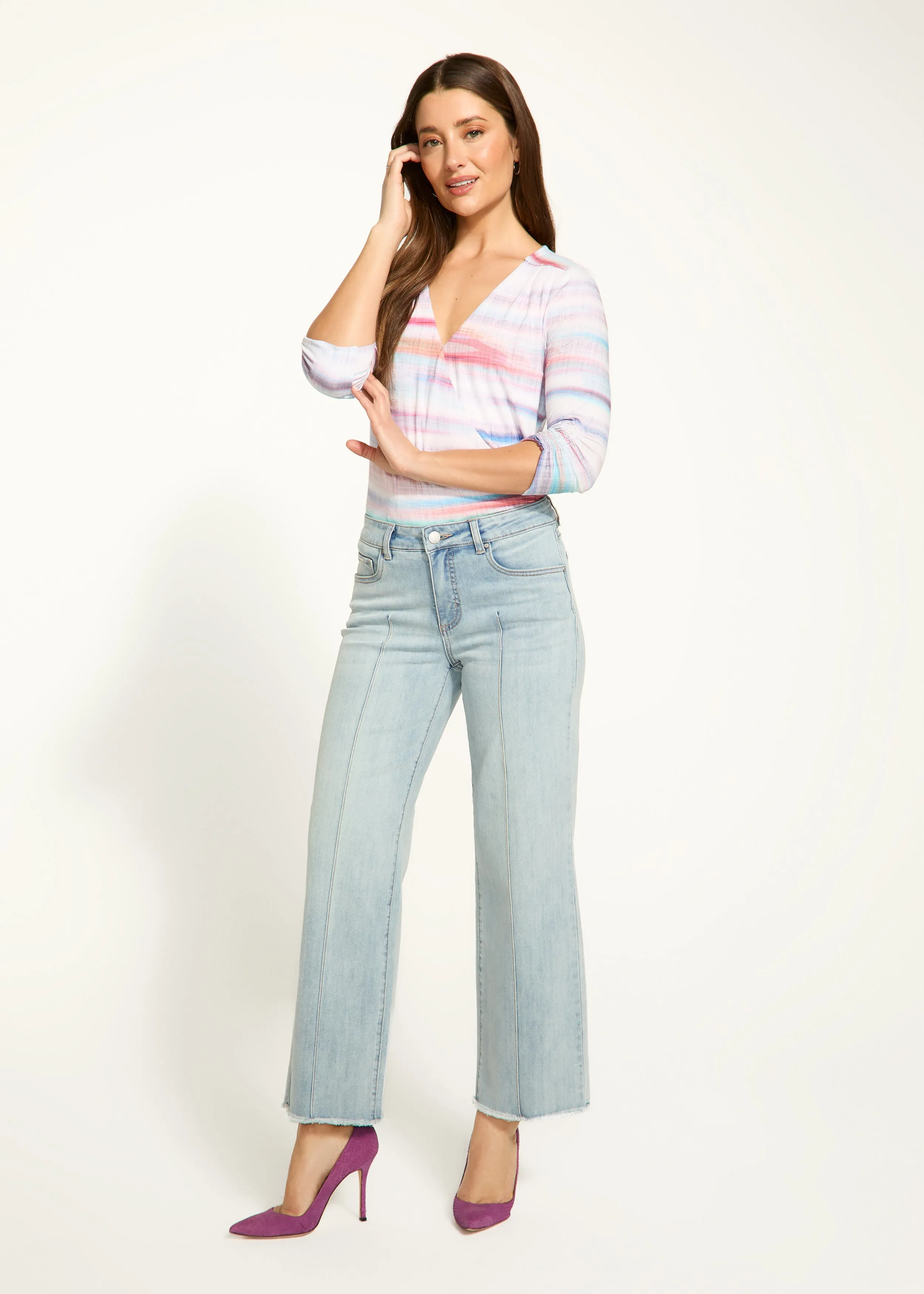 Olivia Wide Ankle Denim, Pale Wash