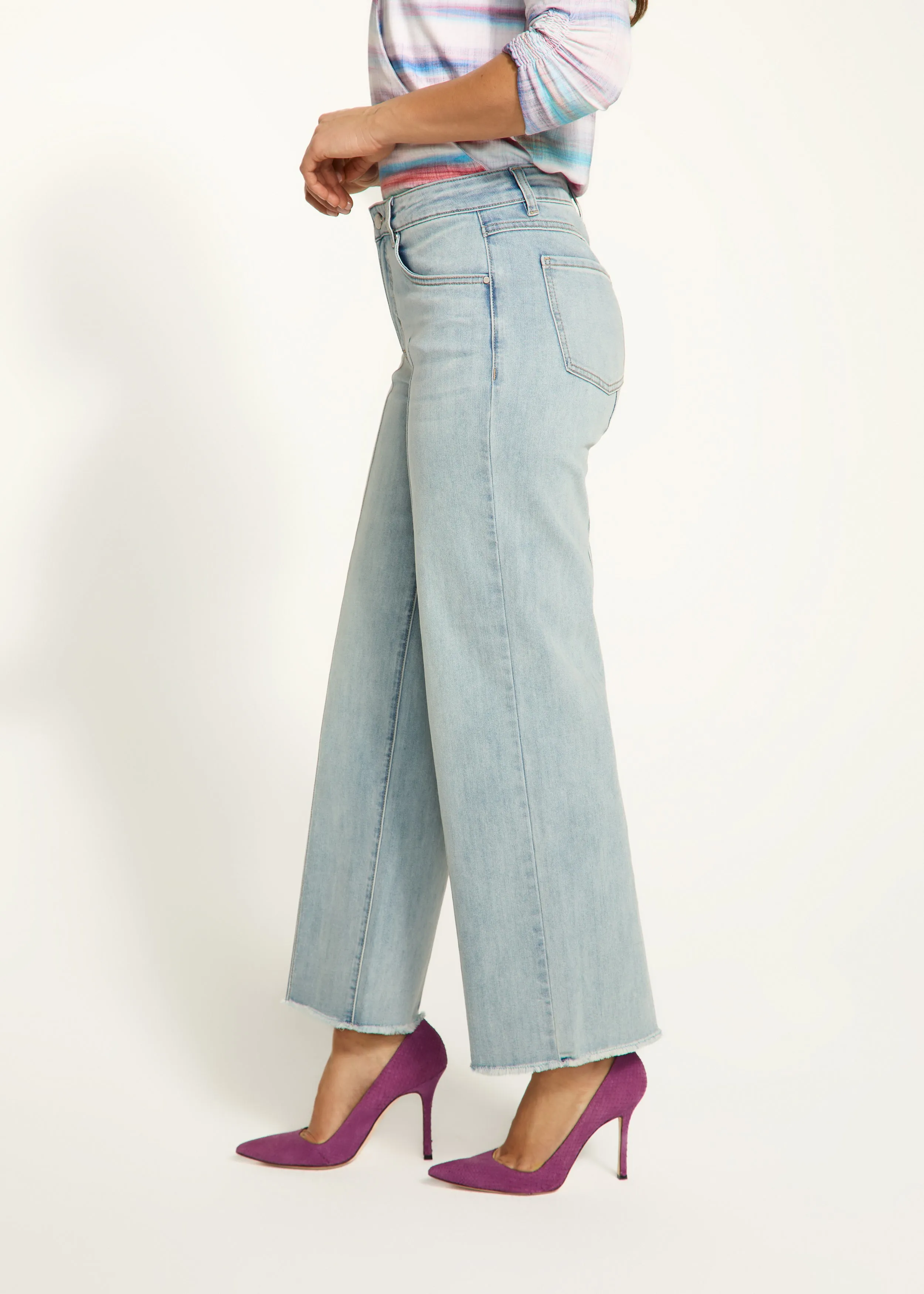 Olivia Wide Ankle Denim, Pale Wash