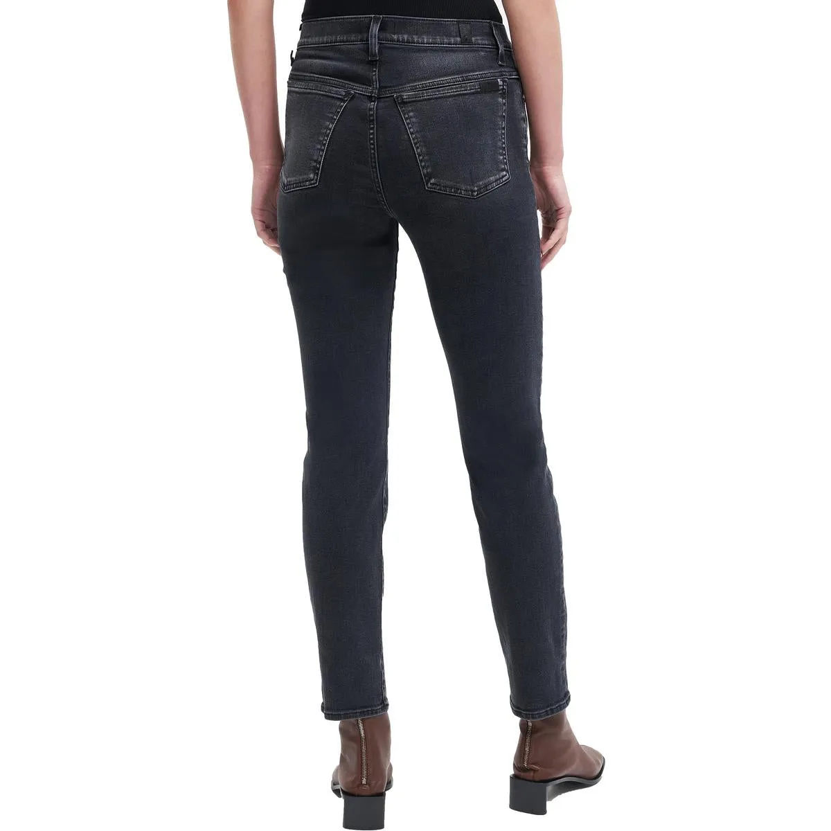 Peggi Womens Distressed Denim Straight Leg Jeans