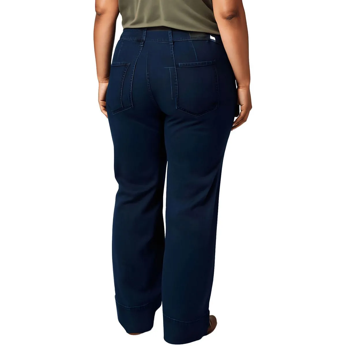 Plus Womens Pintuck Denim Wide Leg Jeans