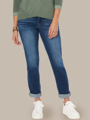 "Ab"solution® Cuffed Blue Denim Girlfriend Jean