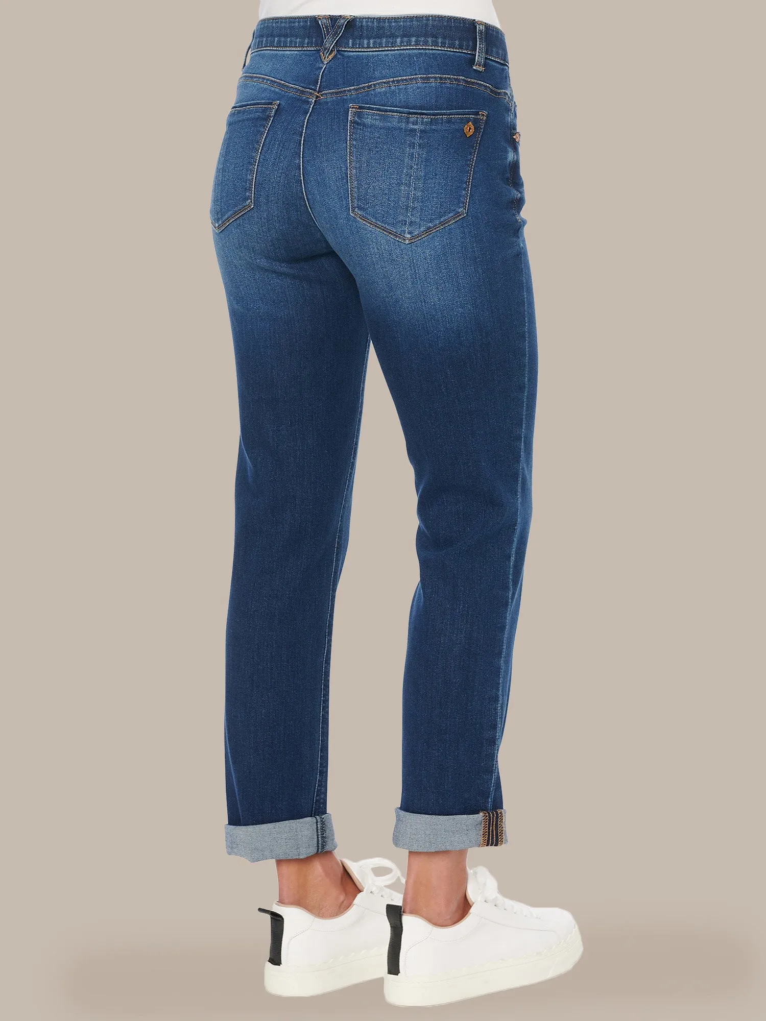 "Ab"solution® Cuffed Blue Denim Girlfriend Jean