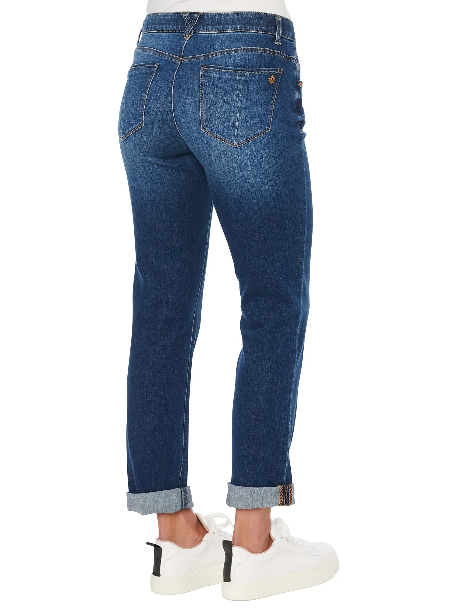 "Ab"solution® Cuffed Blue Denim Petite Girlfriend Jeans
