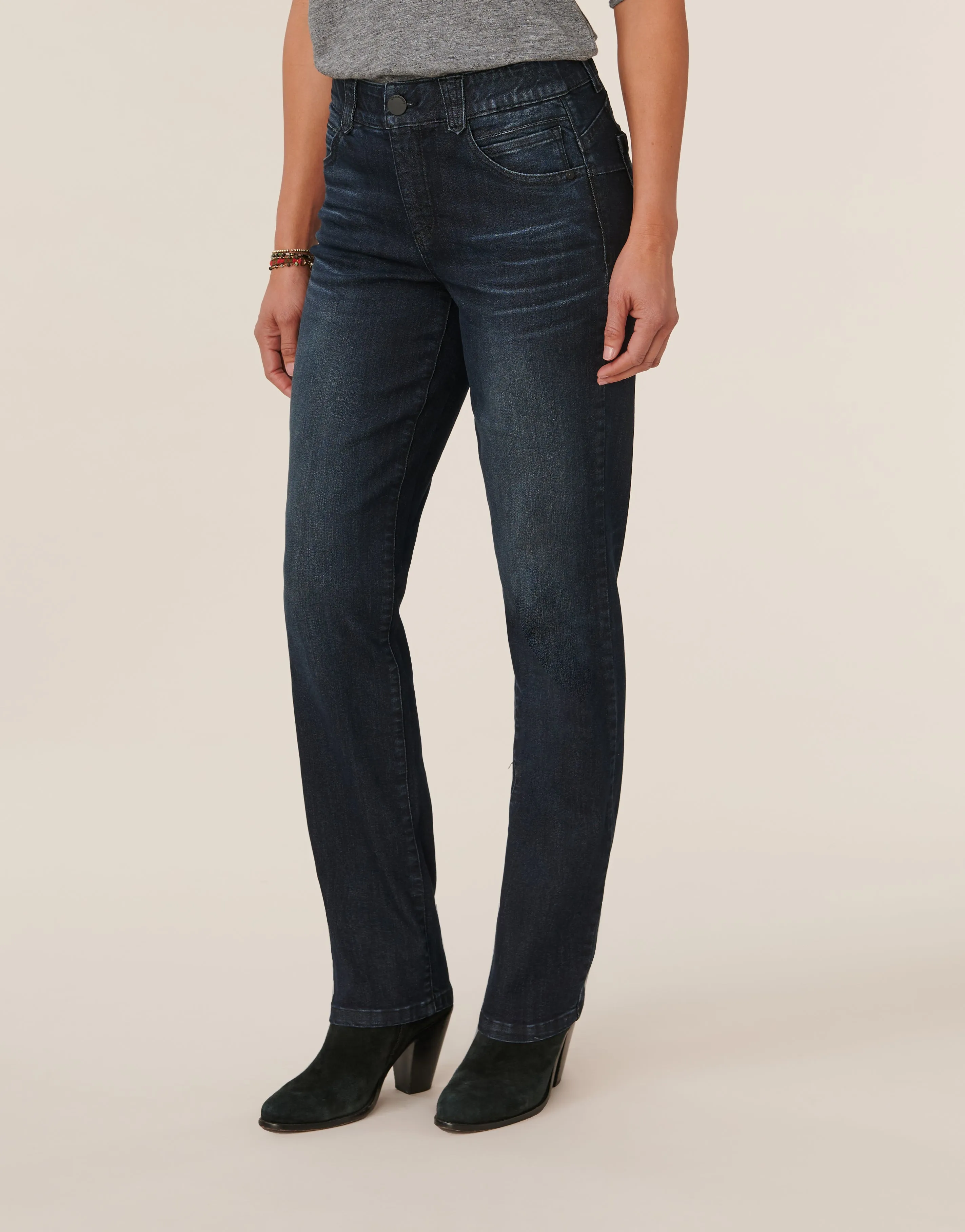 "Ab"solution® Dark Indigo Artisanal Straight Leg Jeans