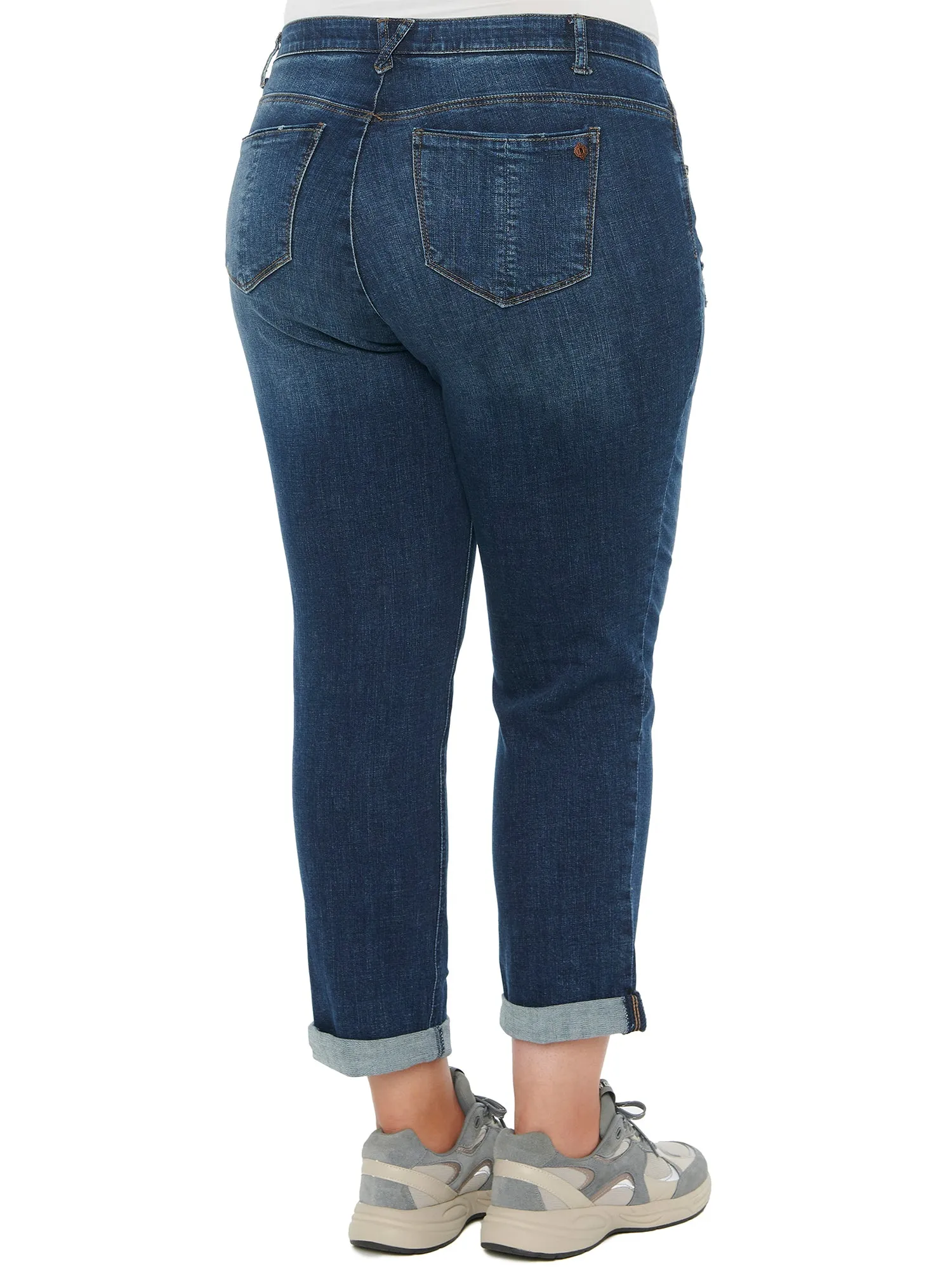 "Ab"solution® Distressed Blue Girlfriend Plus Jeans