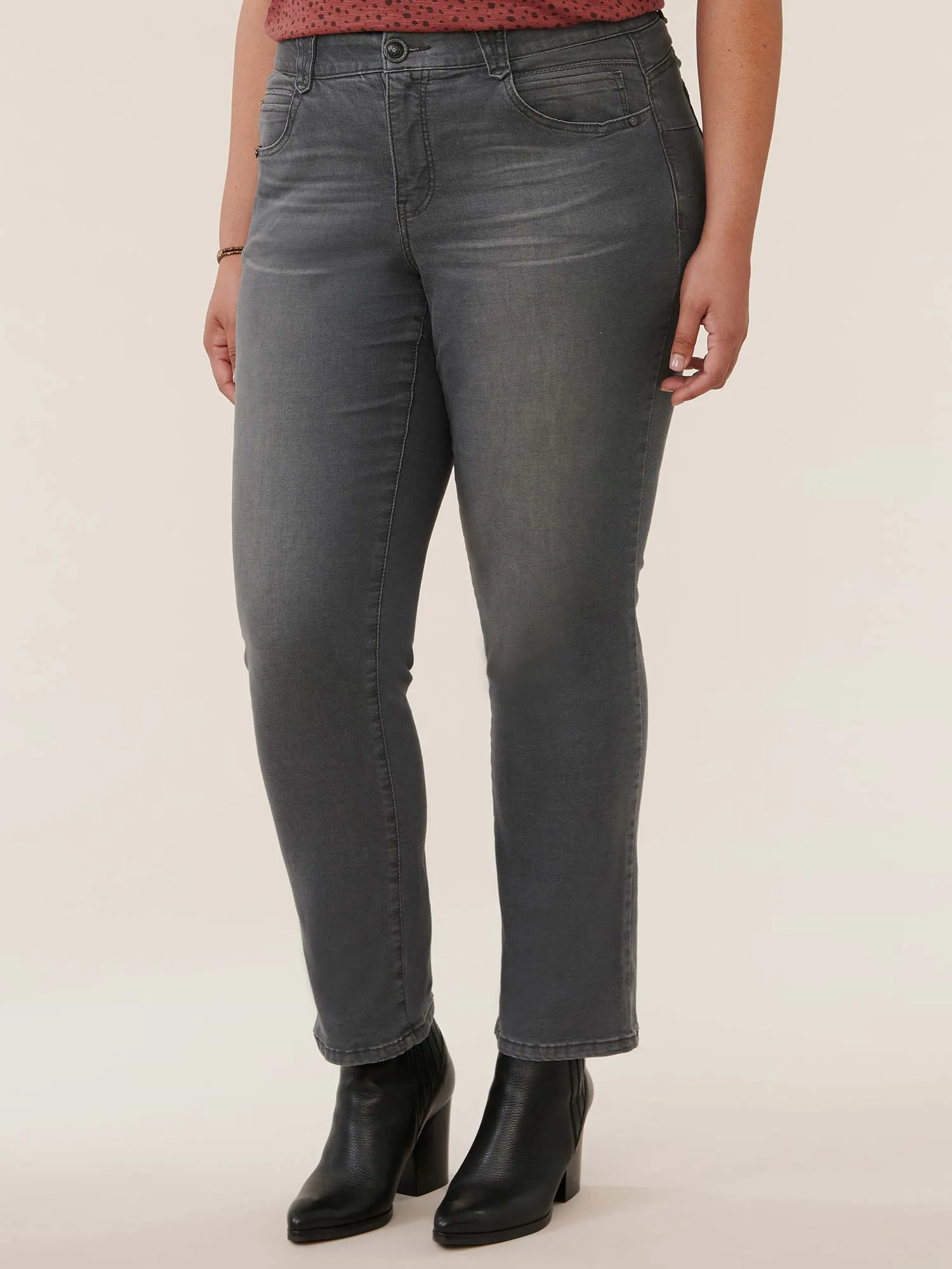 "Ab"solution® Grey Booty Lift Plus Straight Leg Jeans
