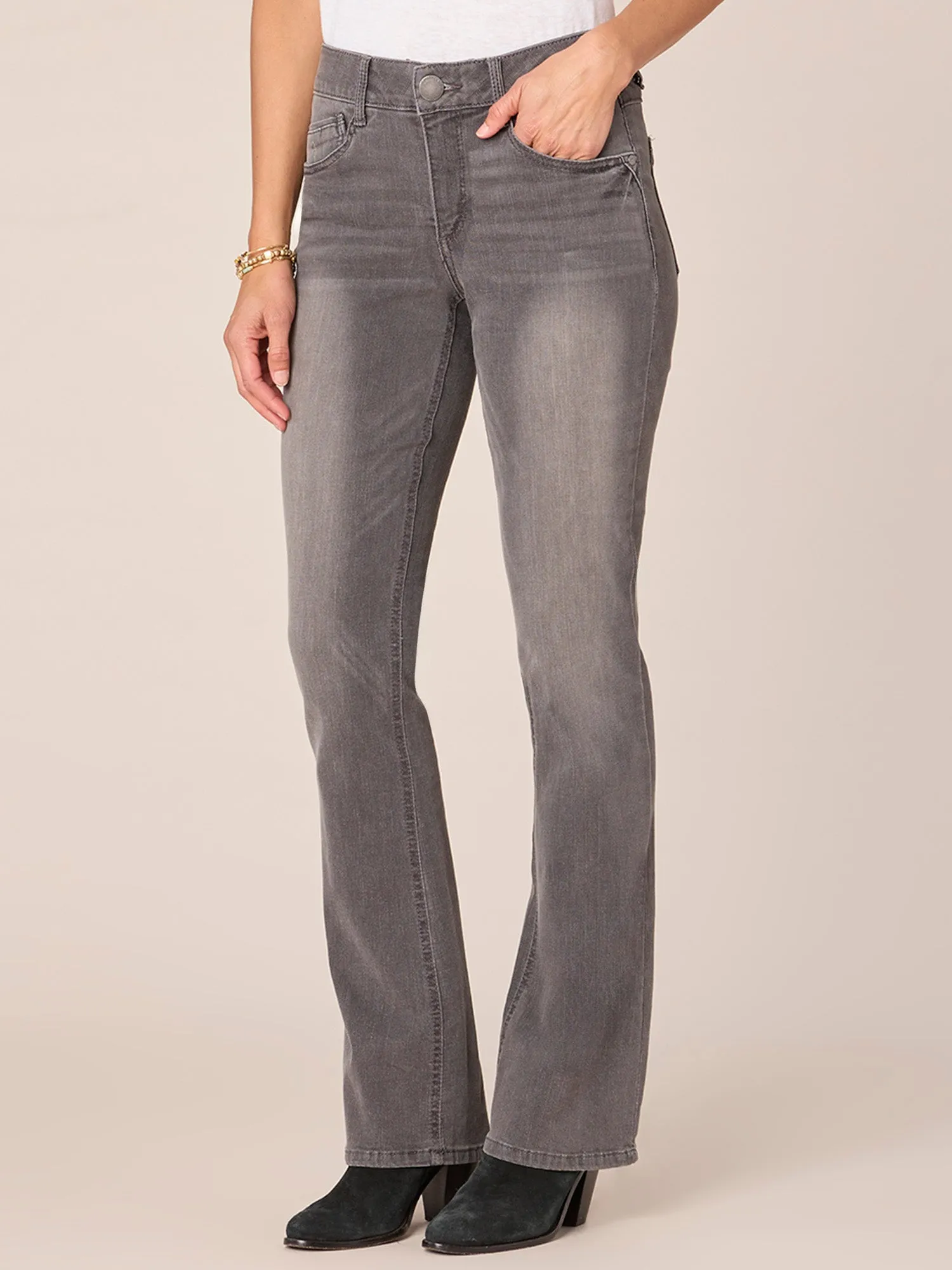 "Ab"solution® Grey Denim Itty Bitty Bootcut Jeans