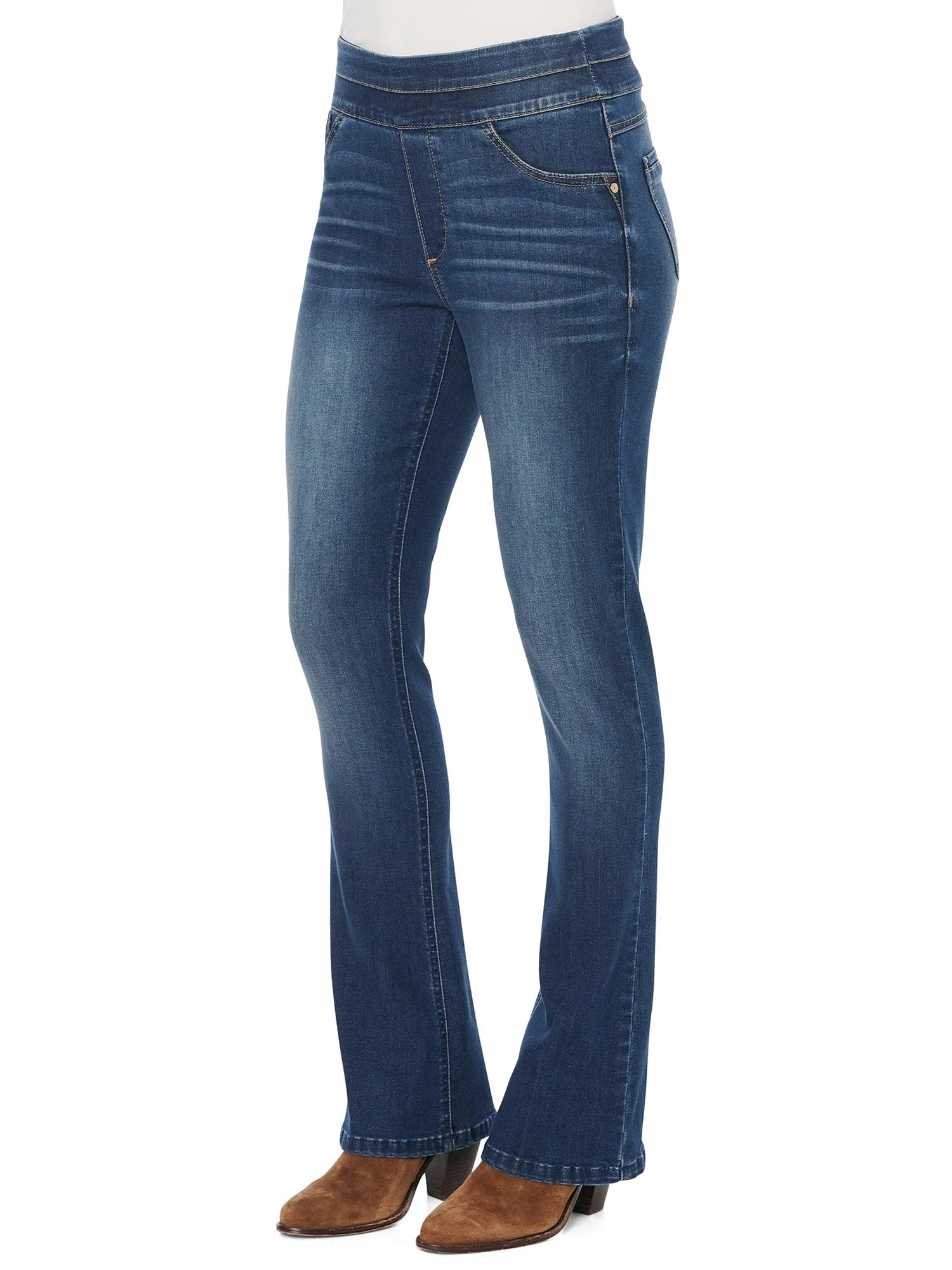 "Ab"solution® High Rise Blue Itty Bitty Bootcut Glider