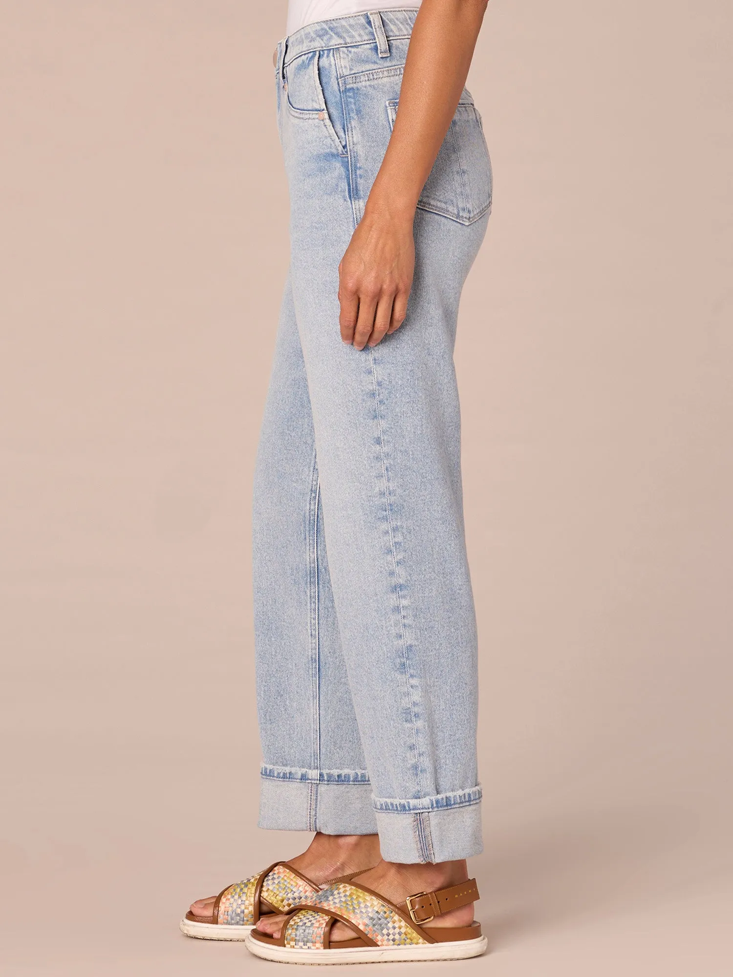 "Ab"solution High Rise Boyfriend Plus Size Jeans with Roll Cuff